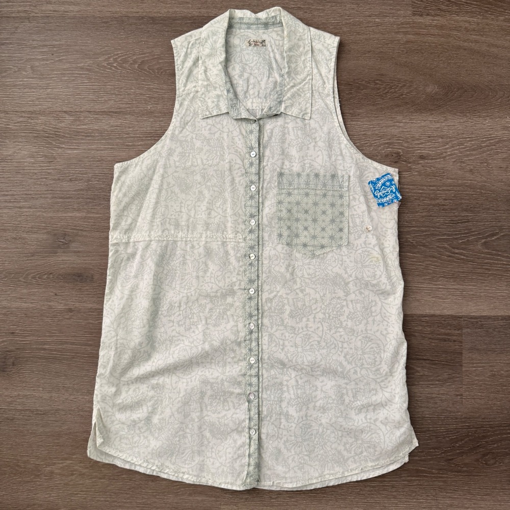 Free People Intimately Make My Day Sleep Shirt Women M Green Floral Paisley